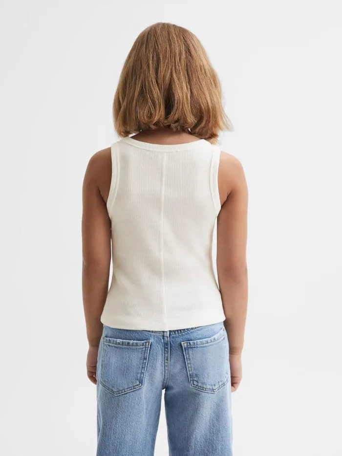 Children Reiss Tops and TShirts Violet Cotton Blend Ribbed Vest White