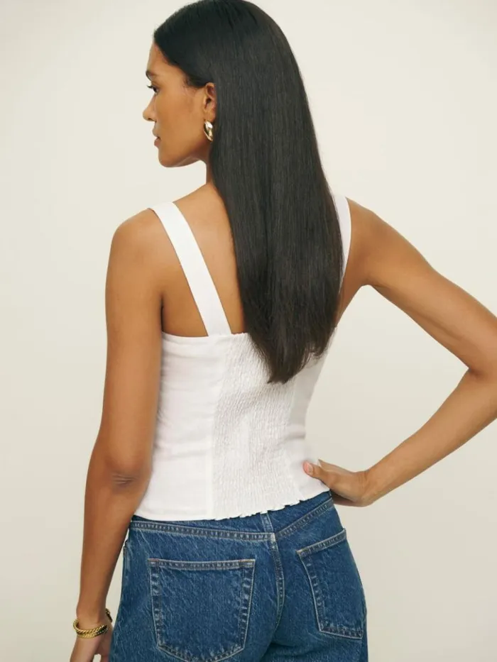 Clothing The Reformation Balia Linen Top White