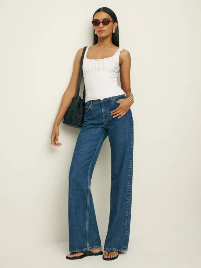 Clothing The Reformation Balia Linen Top White