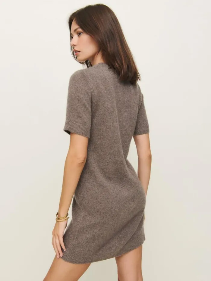 Clothing The Reformation Bell Cashmere Mini Dress Cocoa
