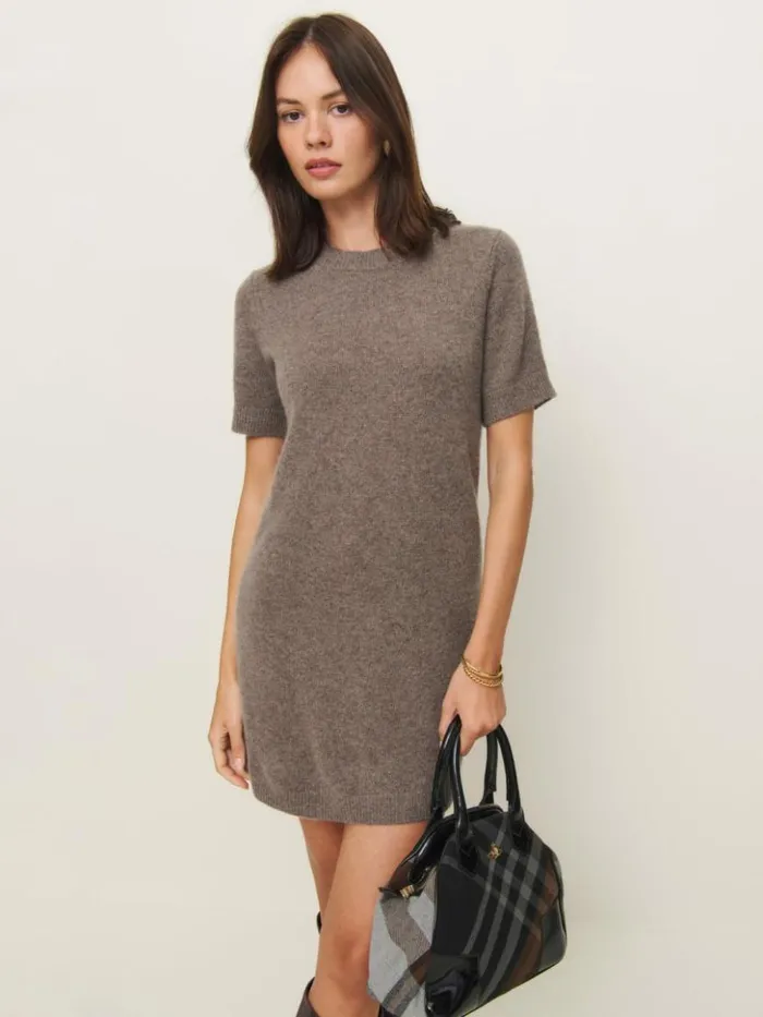 Clothing The Reformation Bell Cashmere Mini Dress Cocoa