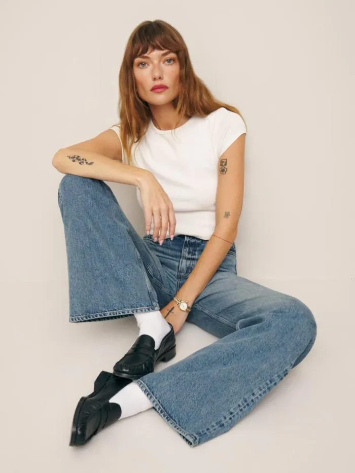 Clothing The Reformation Cary High Rise Slouchy Wide Leg Jeans Galway