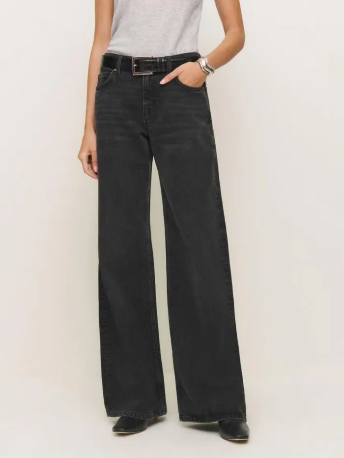 Clothing The Reformation Cary Low Rise Slouchy Wide Leg Jeans Summit