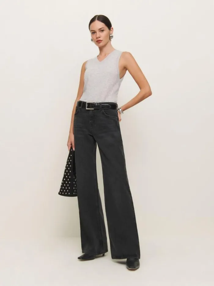 Clothing The Reformation Cary Low Rise Slouchy Wide Leg Jeans Summit