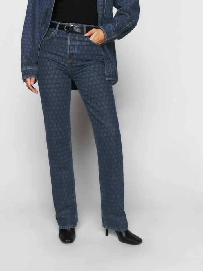 Clothing The Reformation Cynthia High Rise Straight Long Jeans Disco