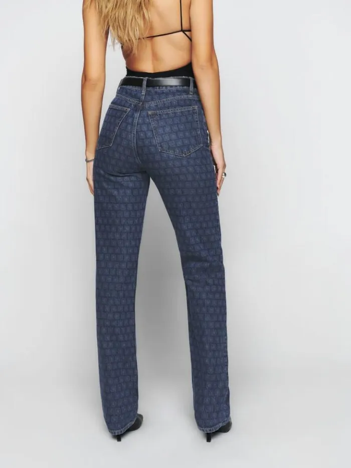 Clothing The Reformation Cynthia High Rise Straight Long Jeans Disco