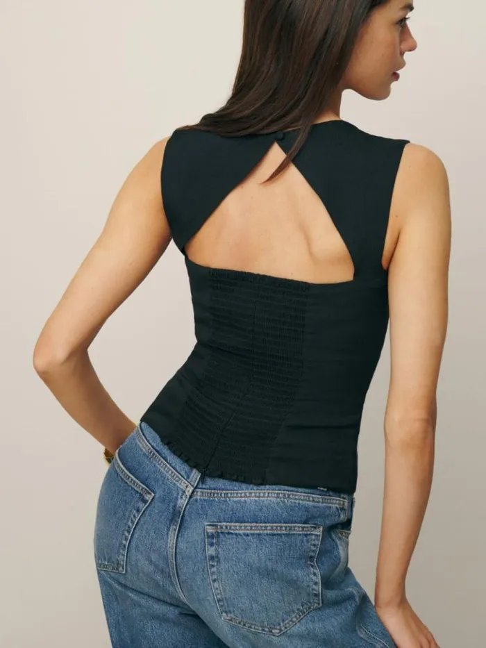 Clothing The Reformation Diandra Top Black