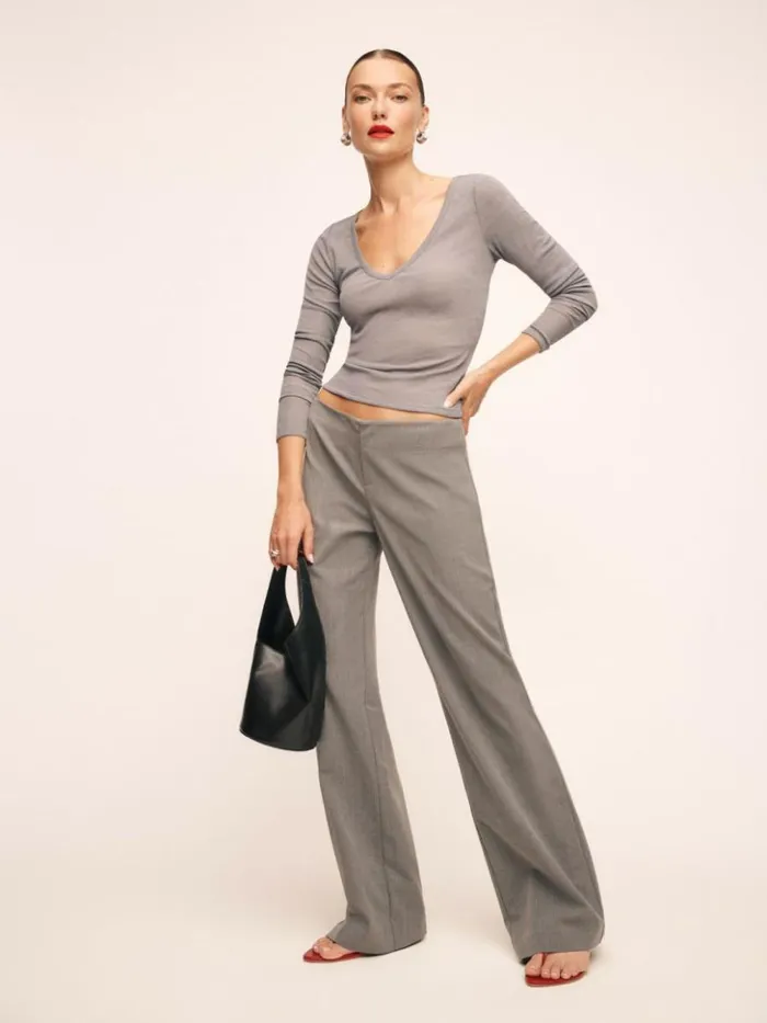 Clothing The Reformation Emery Knit Top Charcoal