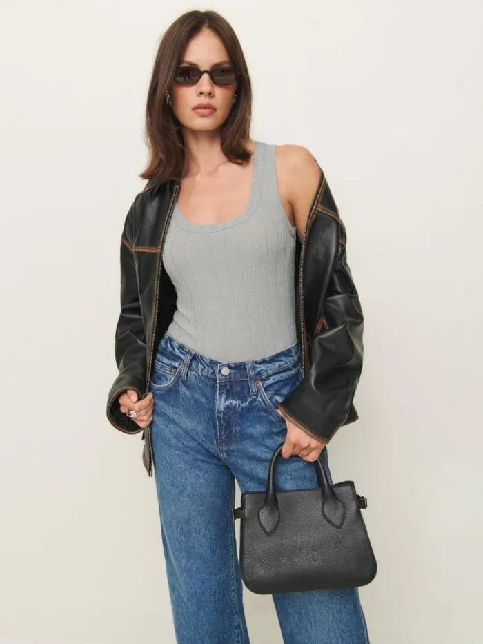 Clothing The Reformation Fiore Knit Top Grey