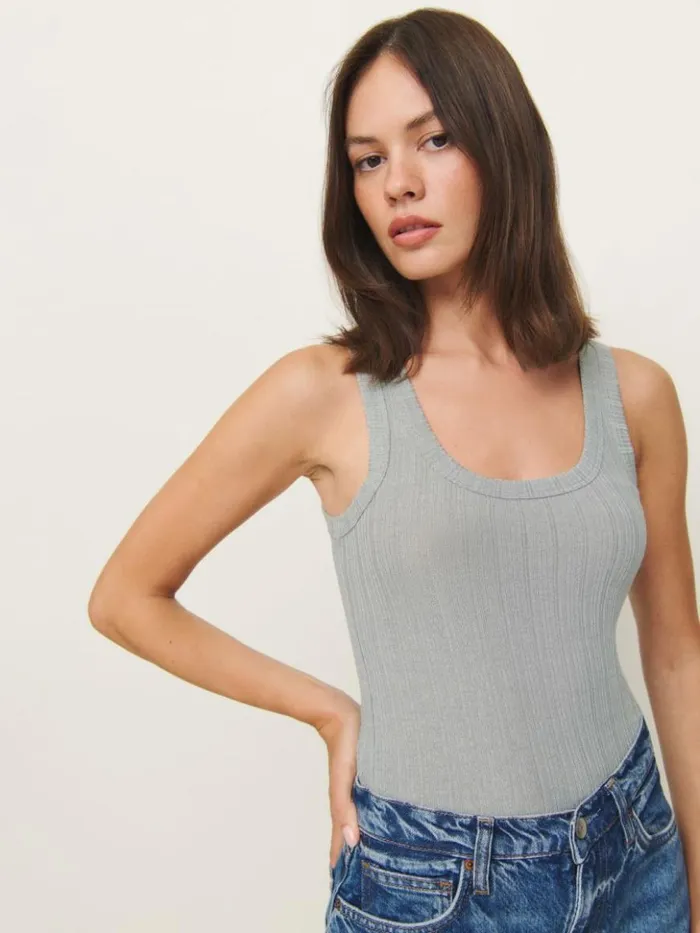 Clothing The Reformation Fiore Knit Top Grey