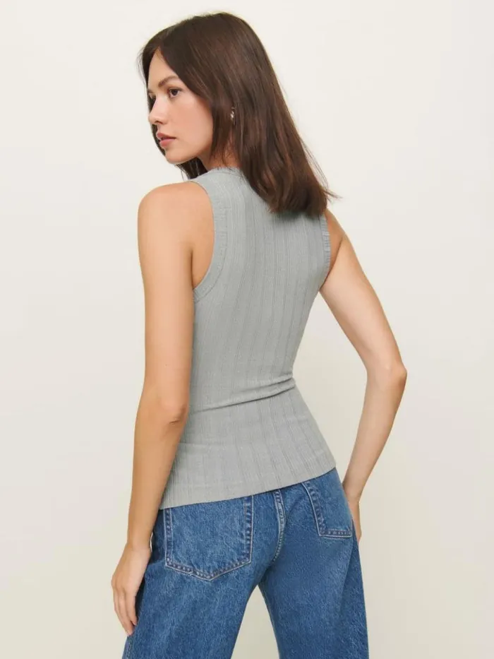 Clothing The Reformation Fiore Knit Top Grey