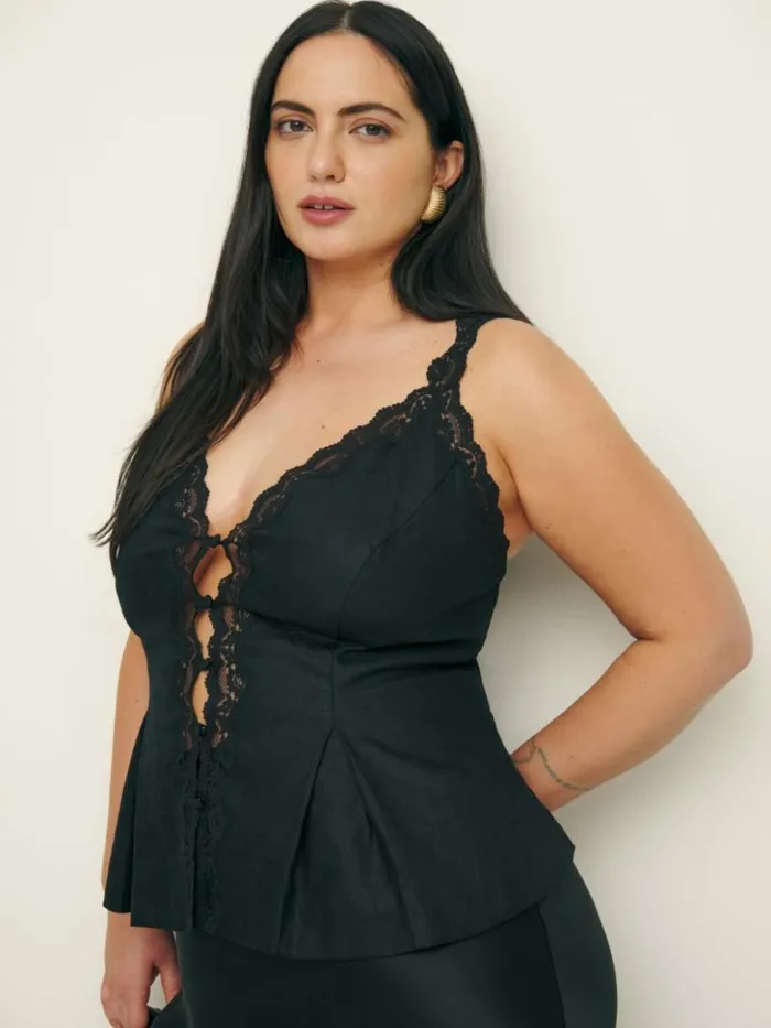 Clothing The Reformation Josefina Linen Top Es Black