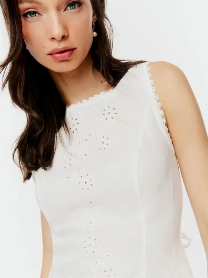 Clothing The Reformation Lorie Linen Top White