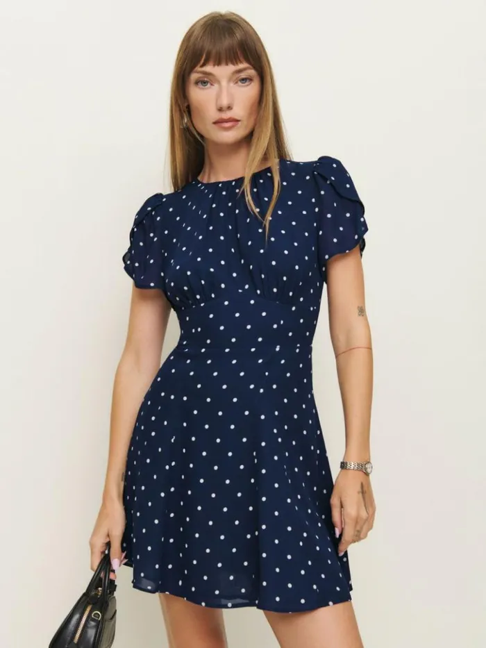 Clothing The Reformation Lula Dress Danube Dot