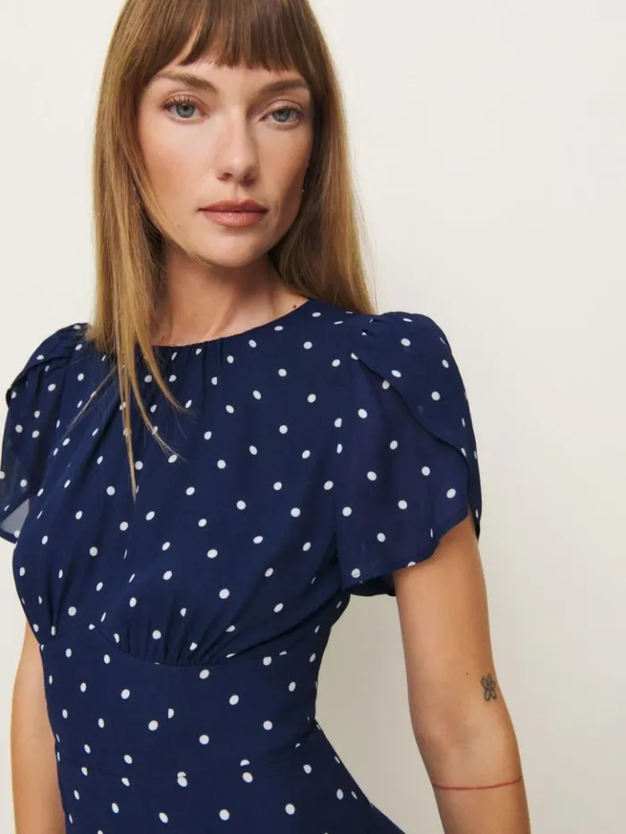Clothing The Reformation Lula Dress Danube Dot