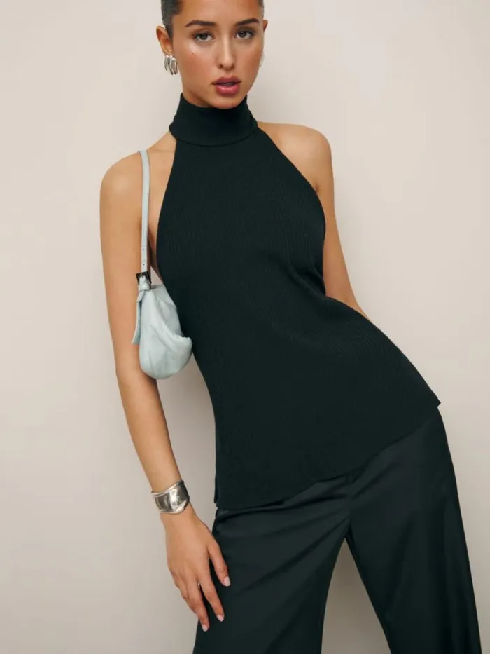 Clothing The Reformation Minerva Knit Top Black