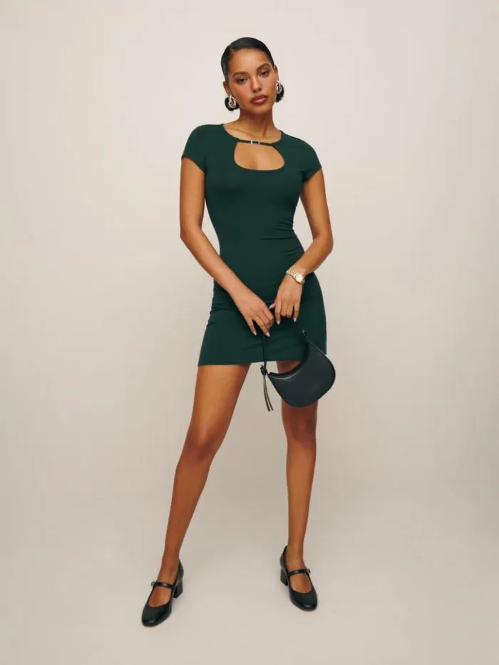 Clothing The Reformation Oden Knit Dress Dark Green