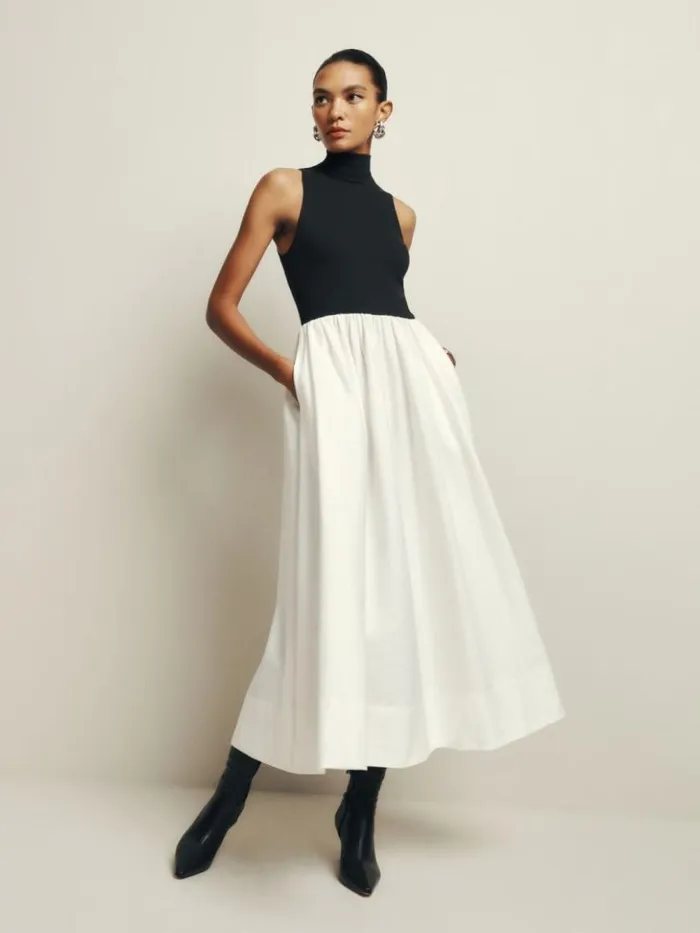 Clothing The Reformation Petites Sai Dress Black And White