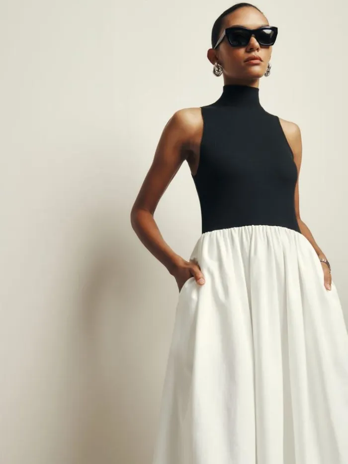 Clothing The Reformation Petites Sai Dress Black And White