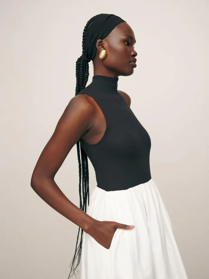 Clothing The Reformation Petites Sai Dress Black And White