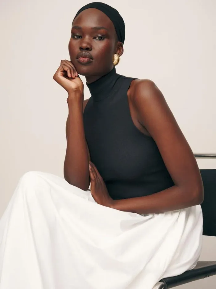 Clothing The Reformation Petites Sai Dress Black And White