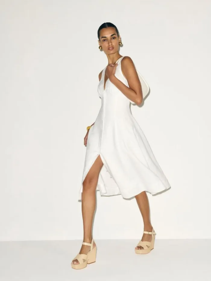Clothing The Reformation Petites Sebastien Linen Dress White