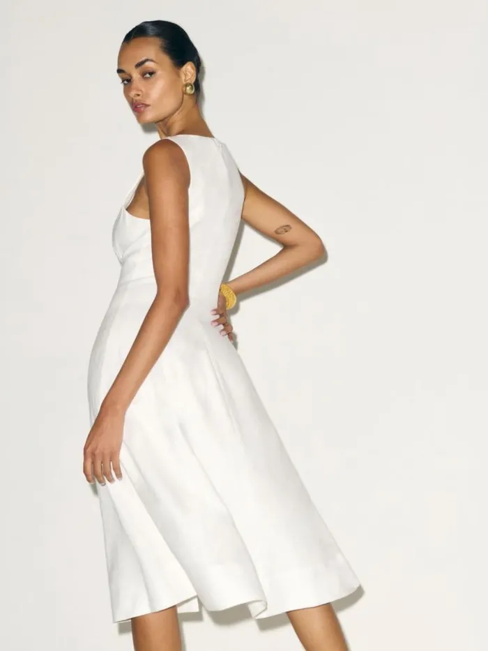 Clothing The Reformation Petites Sebastien Linen Dress White