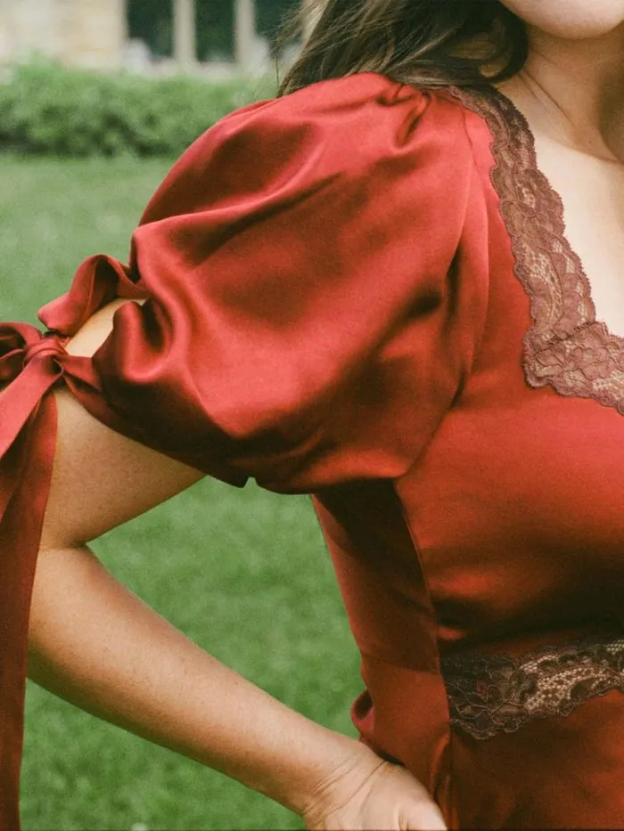 Clothing The Reformation Petites Stella Silk Dress Crimson Clover