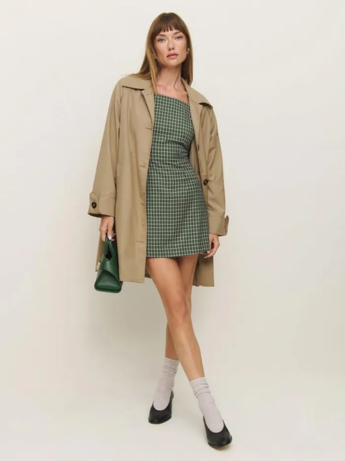 Clothing The Reformation Phillipa Dress Green Check