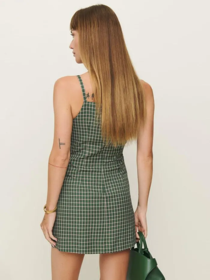 Clothing The Reformation Phillipa Dress Green Check