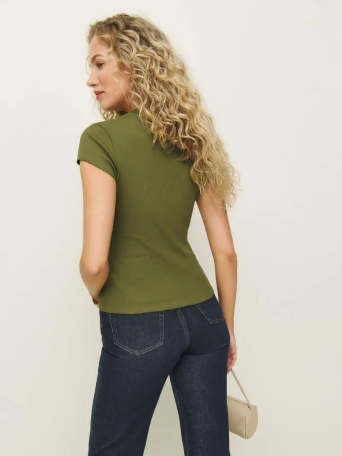 Clothing The Reformation Raelynn Knit Top Pear