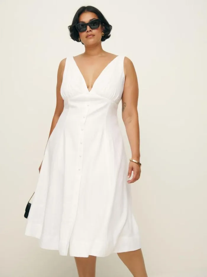 Clothing The Reformation Sebastien Linen Dress Es White
