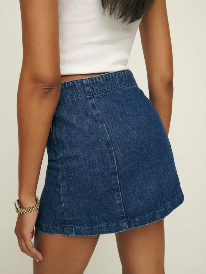 Clothing The Reformation Siobhan Denim Mini Skirt Owens