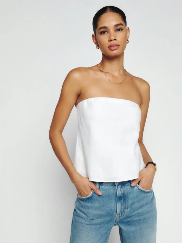 Clothing The Reformation Spritz Linen Top White