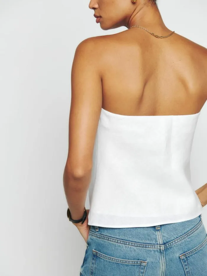 Clothing The Reformation Spritz Linen Top White