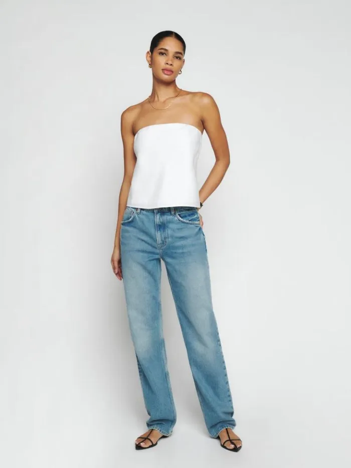 Clothing The Reformation Spritz Linen Top White