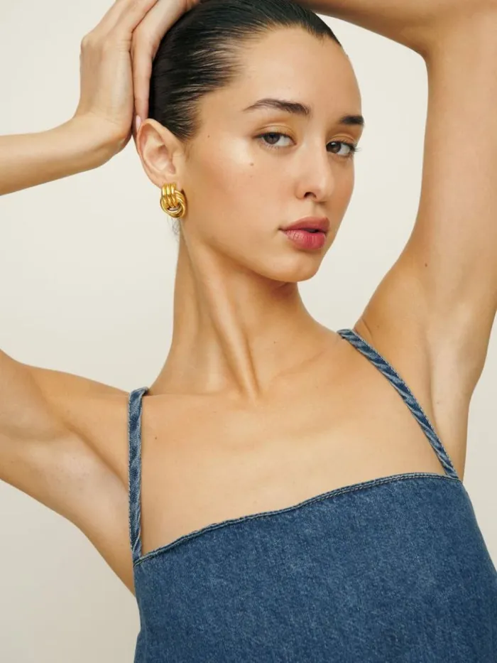 Clothing The Reformation Stella Denim Mini Dress Lanier