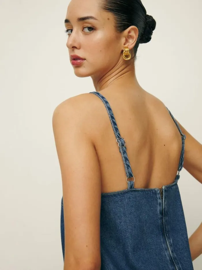 Clothing The Reformation Stella Denim Mini Dress Lanier