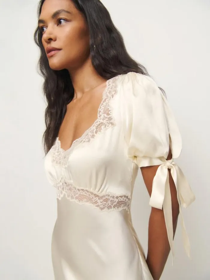 Clothing The Reformation Stella Silk Dress Ivory