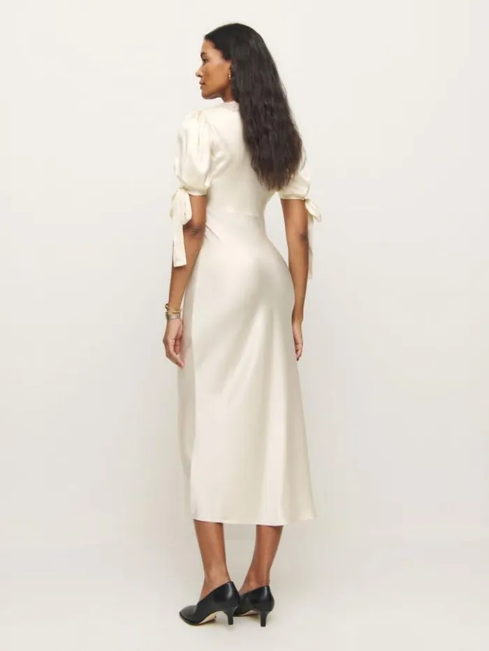 Clothing The Reformation Stella Silk Dress Ivory