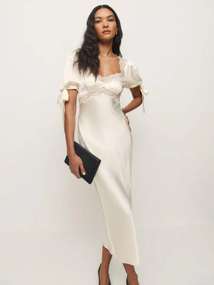 Clothing The Reformation Stella Silk Dress Ivory