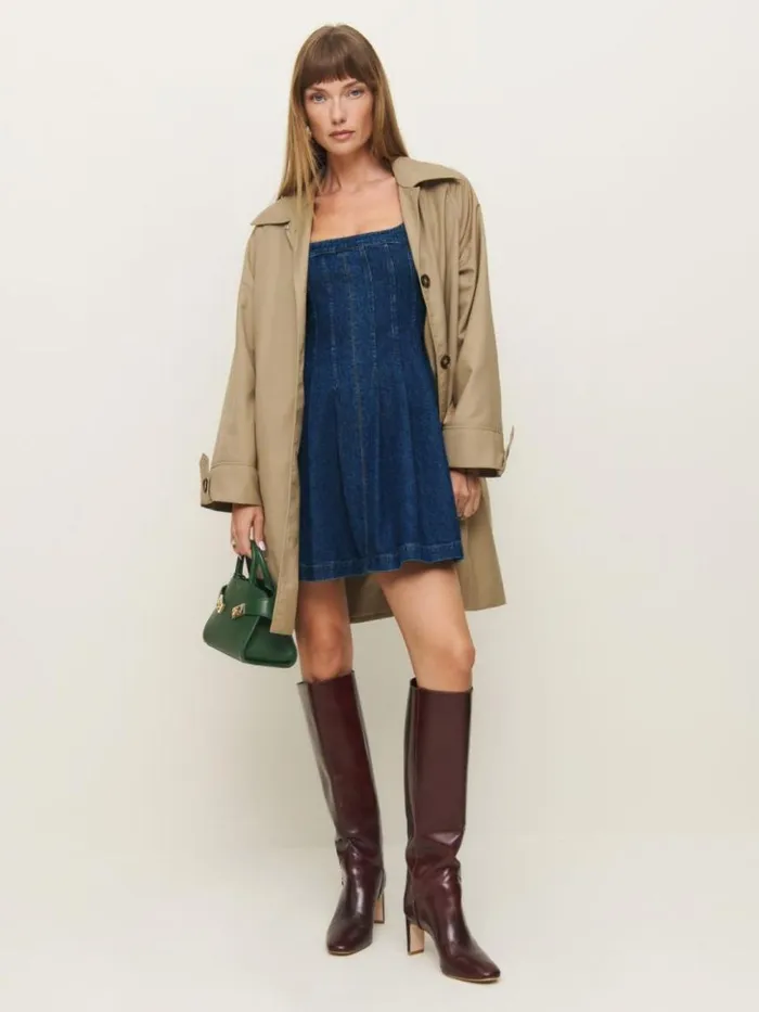 Clothing The Reformation Violet Denim Mini Dress Salinas