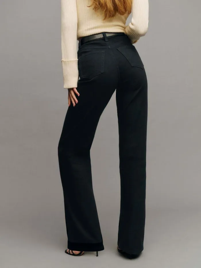 Clothing The Reformation Wilder Stretch High Rise Wide Leg Jeans Black