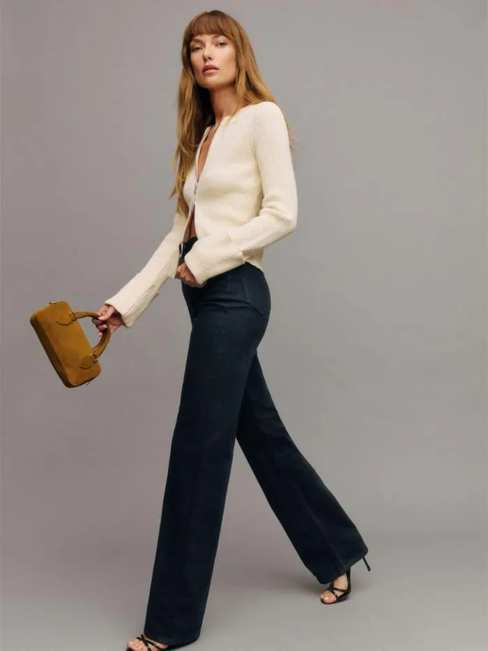 Clothing The Reformation Wilder Stretch High Rise Wide Leg Jeans Black