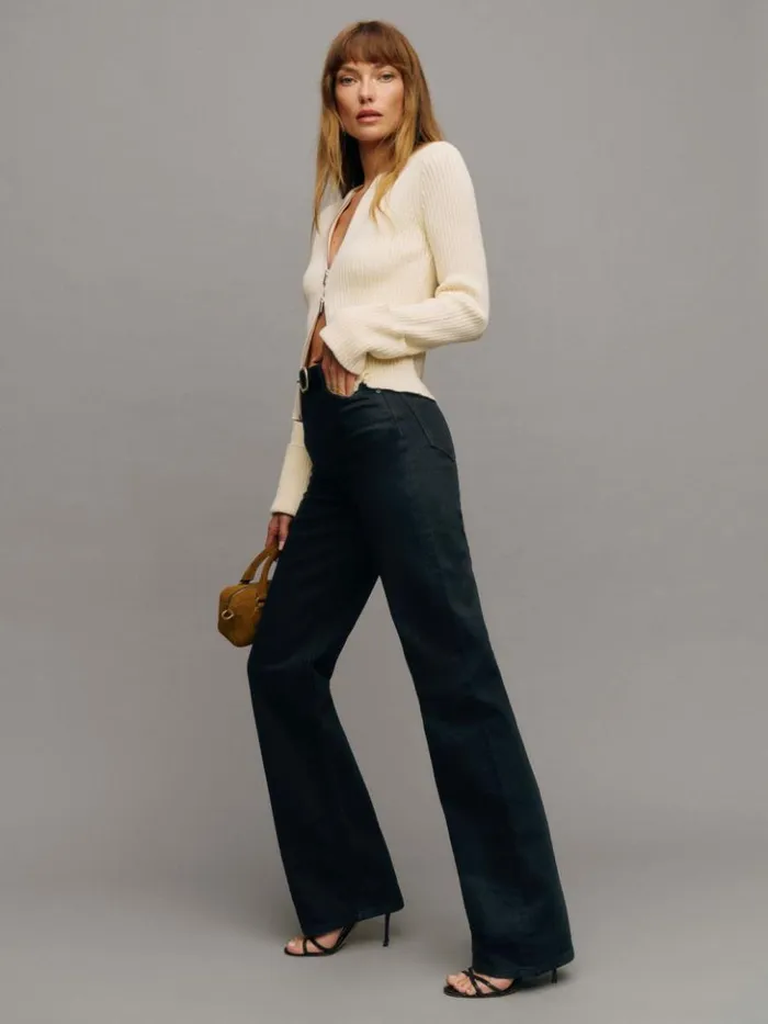 Clothing The Reformation Wilder Stretch High Rise Wide Leg Jeans Black