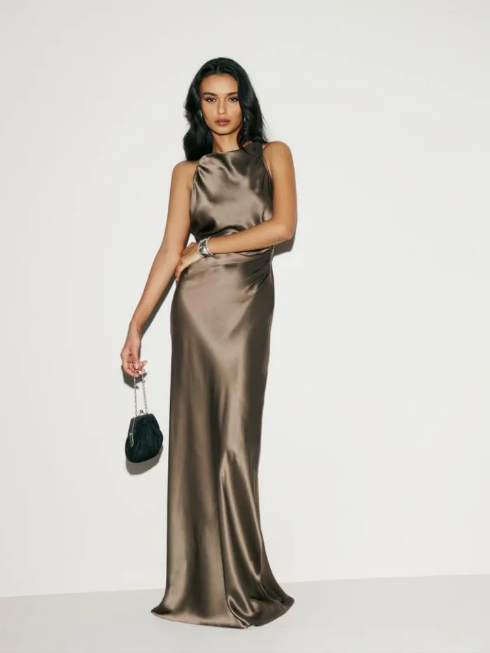 ClothingWeddings The Reformation Anaiis Silk Dress Morel