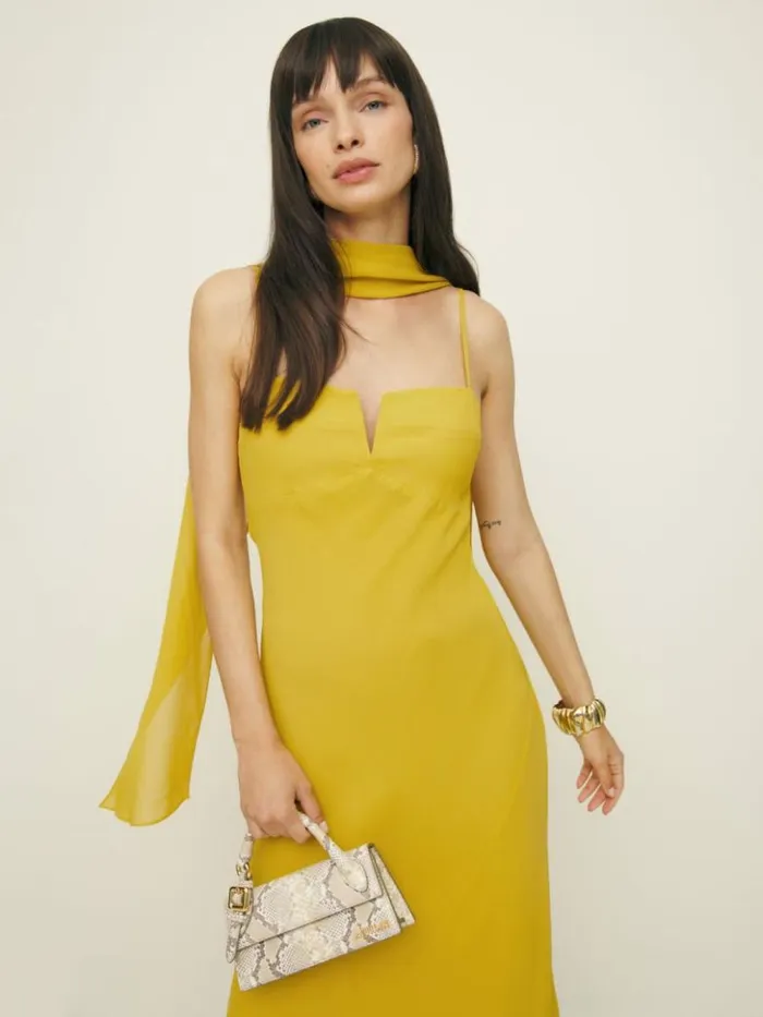 ClothingWeddings The Reformation Jimmie Dress Turmeric
