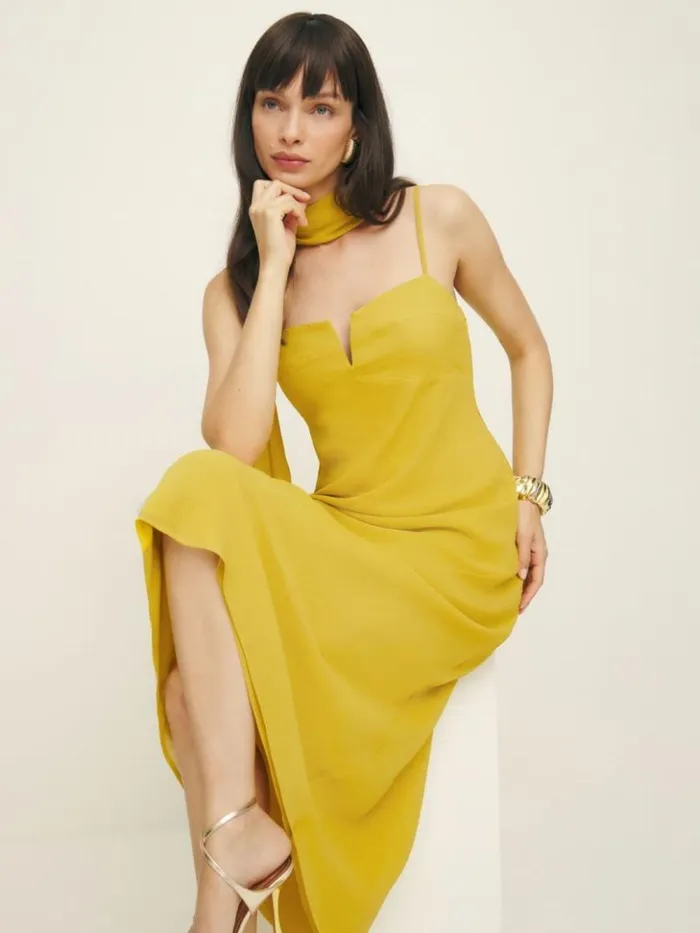 ClothingWeddings The Reformation Jimmie Dress Turmeric
