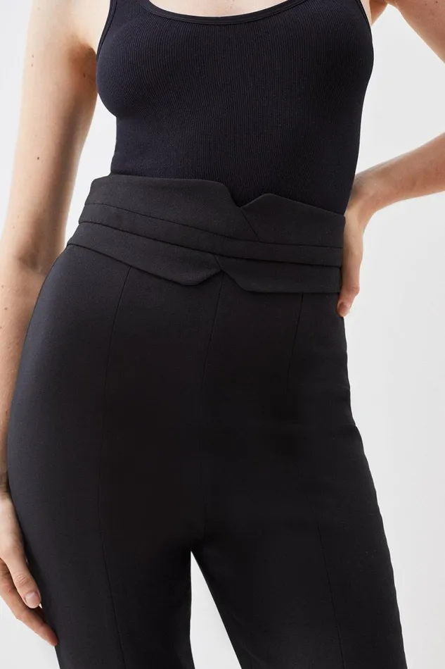 CoOrds Women Karen Millen Compact Stretch Tailored High Rise Split Hem Trouser Black