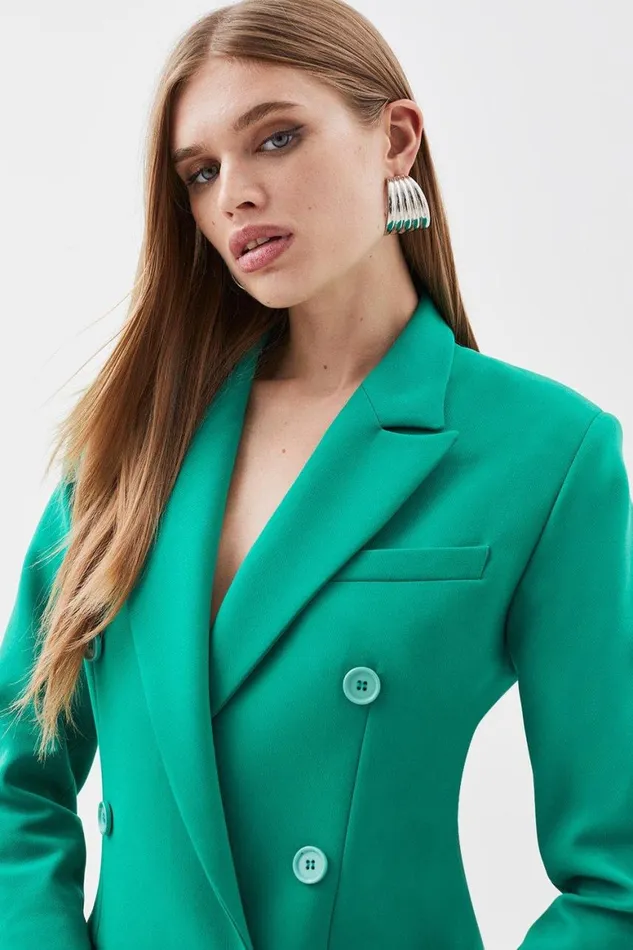 Coats and Jackets Women Karen Millen Clean Tailored Double Breasted Blazer Jacket Green Coats and Jackets Women Karen Millen Clean Tailored Double Breasted Blazer Jacket Green